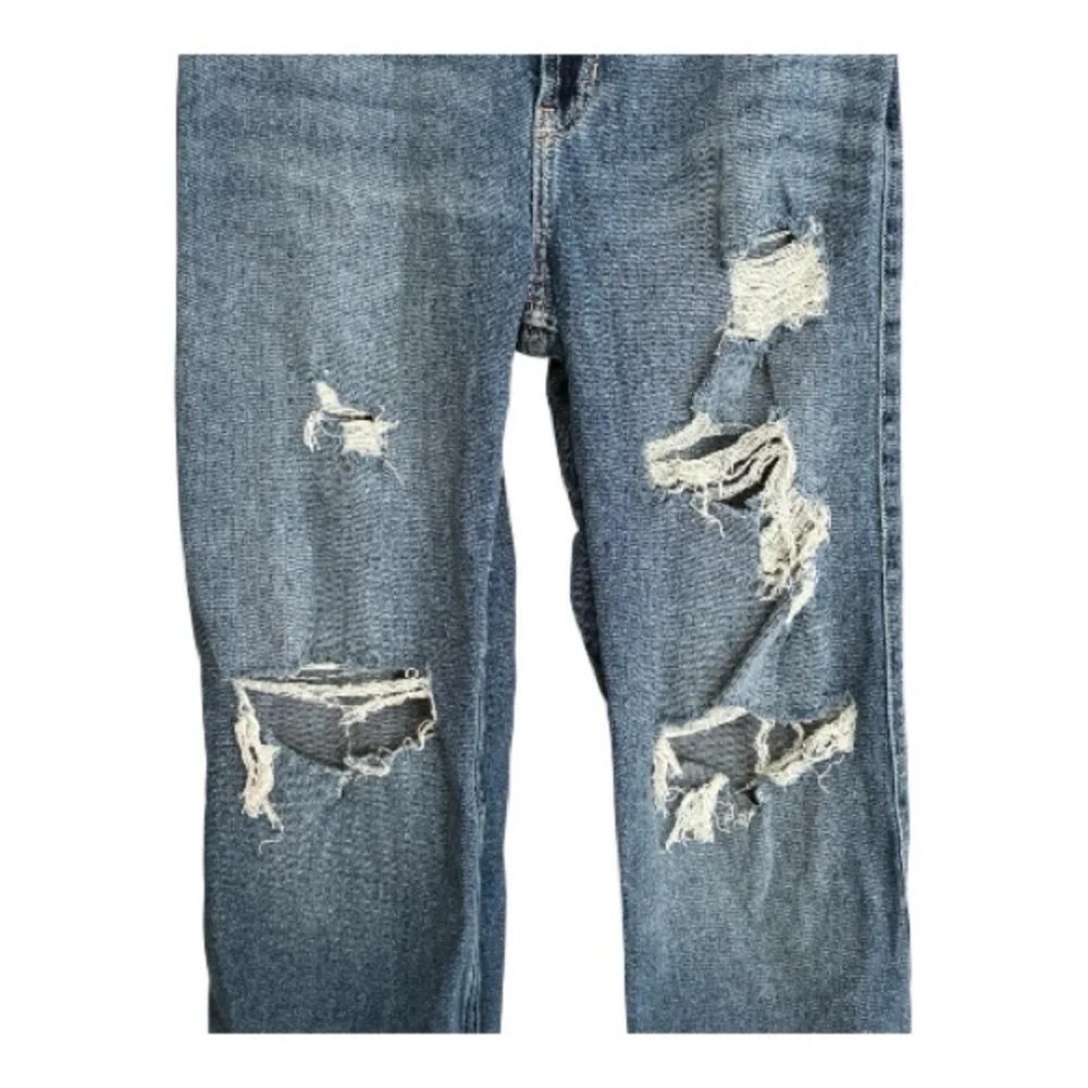 Hollister Distressed Blue Straight-Leg Dad Jeans Size 00